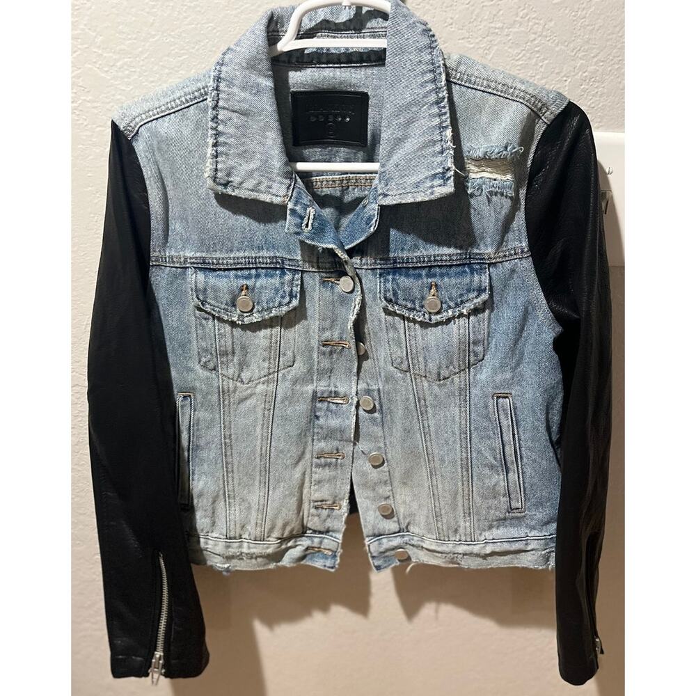 [BLANKNYC] Demin Jacket with Faux Leather Sleeves, Women's S, CLEAN